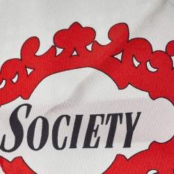 مملوكة مسبقًا وشاح شعر بربري حرير مطبوع ارشيف سوسيتي أبيض