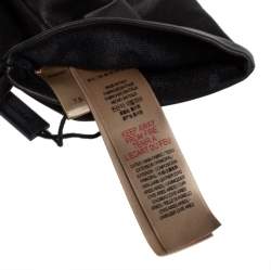 Pre Owned قفازات بربري قصيرة جلد أسود