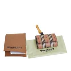 Pre Owned Burberry Beige Icon Stripe Coated Canvas AirPod Pro Case
