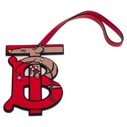 Pre Owned Burberry Red Leather TB Bag Charm
