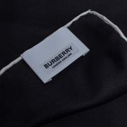 Pre Owned Burberry Black Inverse Horseferry Print Satin Silk Scarf