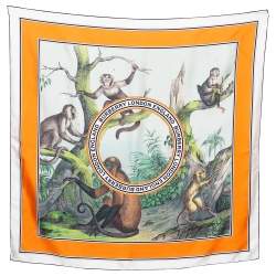 Burberry White Monkey Printed Silk Square Scarf Burberry | TLC