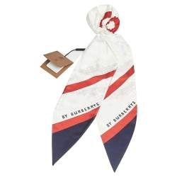 Burberry Navy Archive Society Print Silk Chignon