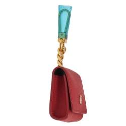 Pre Owned Burberry Bright Red Grained Leather Earphone Case/Bag Charm