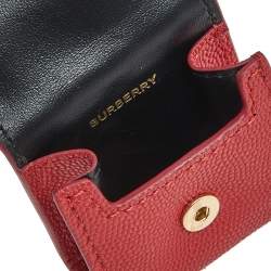 Pre Owned Burberry Bright Red Grained Leather Earphone Case/Bag Charm