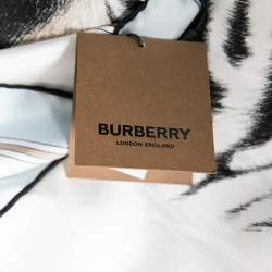 Burberry Pale Blue Animal Print Silk Scarf