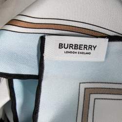 Burberry Pale Blue Animal Print Silk Scarf