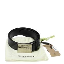Pre Owned Burberry Black Beat Check Coated Canvas Luke Belt 80CM