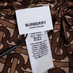 Pre Owned Burberry Brown TB Monogram Print Silk Hair Scarf