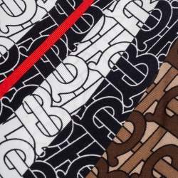 Pre Owned Burberry Brown TB Monogram Print Silk Hair Scarf