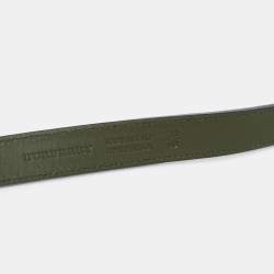 مملوكة مسبقًا حزام بربري جلد أخضر / فضي ميتالك إبزيم حلقة حرف دي 90 سم