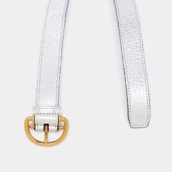 مملوكة مسبقًا حزام بربري جلد أخضر / فضي ميتالك إبزيم حلقة حرف دي 90 سم