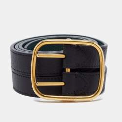 Burberry Black/Sea Green Leather Reversible Lynton Double Strap Belt 90CM  Burberry | TLC