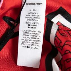 Pre Owned Burberry Bright Red Year of The Rat Monogram Silk Scarf