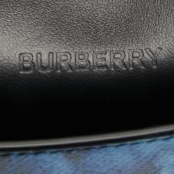 Pre Owned Burberry Blue/Black Water Camo  Print  Leather Pocket Phone Pouch Bag