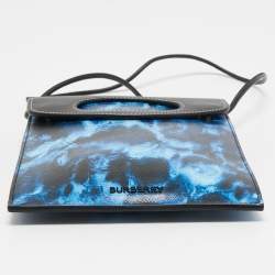 Pre Owned Burberry Blue/Black Water Camo  Print  Leather Pocket Phone Pouch Bag