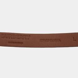 Pre Owned Burberry Black/Brown Leather TB Reversible Slim Waist Belt L