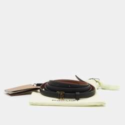 Pre Owned Burberry Black/Brown Leather TB Reversible Slim Waist Belt L