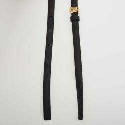 Pre Owned Burberry Black/Brown Leather TB Reversible Slim Waist Belt L
