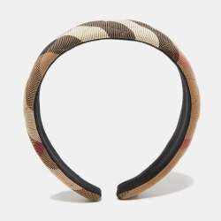 Pre Owned Burberry Brown House Check Canvas Quilted Headband 