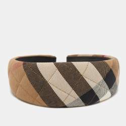 Pre Owned Burberry Brown House Check Canvas Quilted Headband 