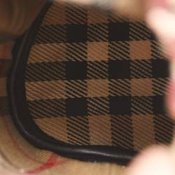 Pre Owned Burberry Black/Beige Vintage Check Canvas and Leather Water Bottle Holder 