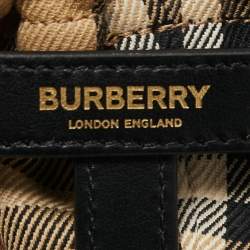 Pre Owned Burberry Black/Beige Vintage Check Canvas and Leather Water Bottle Holder 