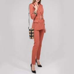 Pre Owned Burberry Black/Beige Vintage Check Canvas and Leather Water Bottle Holder 