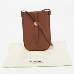 Pre Owned Burberry Brown Leather Anne Phone Pouch with Strap