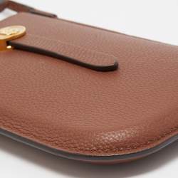 Pre Owned Burberry Brown Leather Anne Phone Pouch with Strap