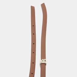 Pre Owned Burberry Black/Brown Leather TB Logo Slim Reversible Belt L