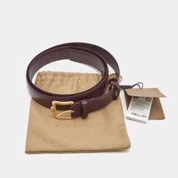 Burberry Burgundy Leather Simple TB Buckle Belt L