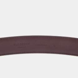 Burberry Burgundy Leather Simple TB Buckle Belt L