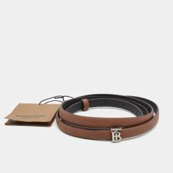 Burberry Black/Brown Leather TB Reversible Slim Wrap Belt L