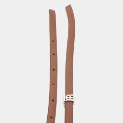 Burberry Black/Brown Leather TB Reversible Slim Wrap Belt L