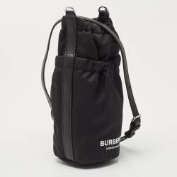 Burberry Black Nylon Water Bottle Holder Strap Pouch