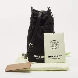 Burberry Black Nylon Water Bottle Holder Strap Pouch
