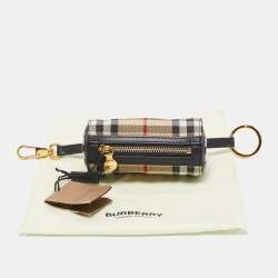 Burberry Beige/Black 1983 Knight Check Canvas and Leather Barrel Bag Charm