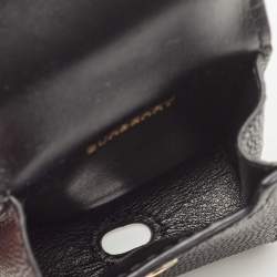 Pre Owned Burberry Black Grained Leather Earphone Case Charm