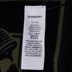 Pre Owned Burberry Fern Green Logo Oak Leaf Wool & Silk Football Scarf