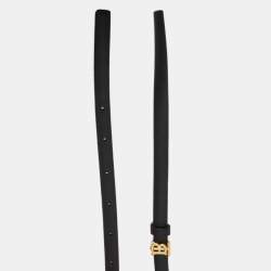 Pre Owned Burberry Black/Brown Leather TB Logo Slim Reversible Belt L