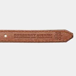 Burberry Dark Brown Leather Embellished Seabrook15 Skinny Belt 90CM