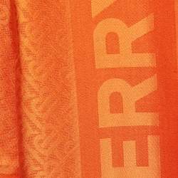 مملوكة مسبقًا Burberry Orange Monogram Jacquard Silk & Wool Scarf