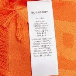 مملوكة مسبقًا Burberry Orange Monogram Jacquard Silk & Wool Scarf