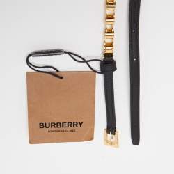 Pre Owned Burberry Black Gold Plated Metal and Leather Bike Chain Belt 95CM