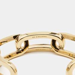 Burberry Chain Link Motif Gold Tone Open Cuff Bracelet M