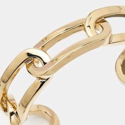 Burberry Chain Link Motif Gold Tone Open Cuff Bracelet M