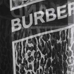 Pre Owned Burberry Black Animal Printed Silk Scarf