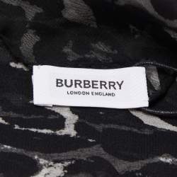 Pre Owned Burberry Black Animal Printed Silk Scarf