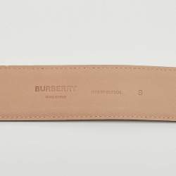 Pre Owned Burberry Black Leather TB Logo Buckle Belt S